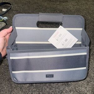Thirty-One Charcoal and Cream Striped Caddy new with tags